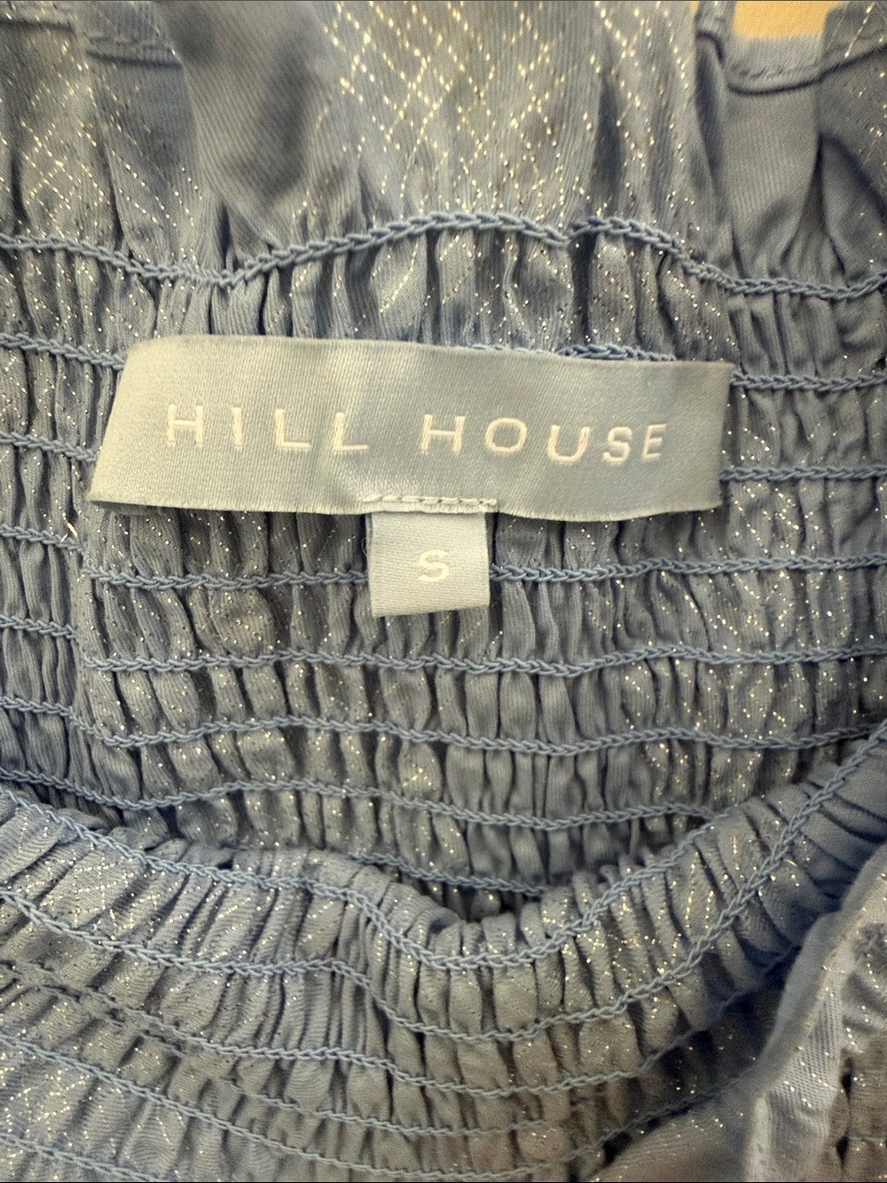 Hill House Dress  Nap Dress Blue Smocked Puff Sleeve Midi Dress NWOT S - Picture 4 of 9